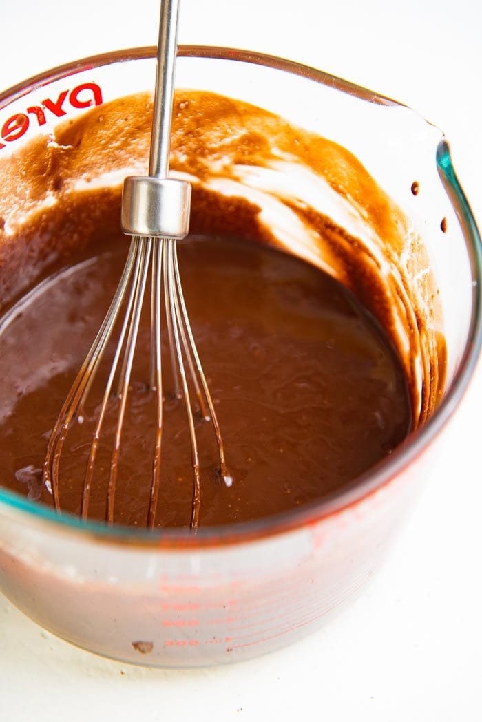 The sugar mixed into the chocolate batter for chocolate molten cakes.