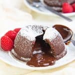 Chocolate Molten lava cake recipe - these molten lava cakes are  ready in under 30 minutes with only a 15 minute prep time. Easy, delicious and impressive desserts that can be frozen ahead of time! With gluten free options.