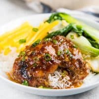 Instant Pot Honey Soy Chicken Thighs that is ready in 30 minutes and incredibly flavorful and easy to make! Perfect easy dinner for busy weeknights, and for meal prep lunches too. 