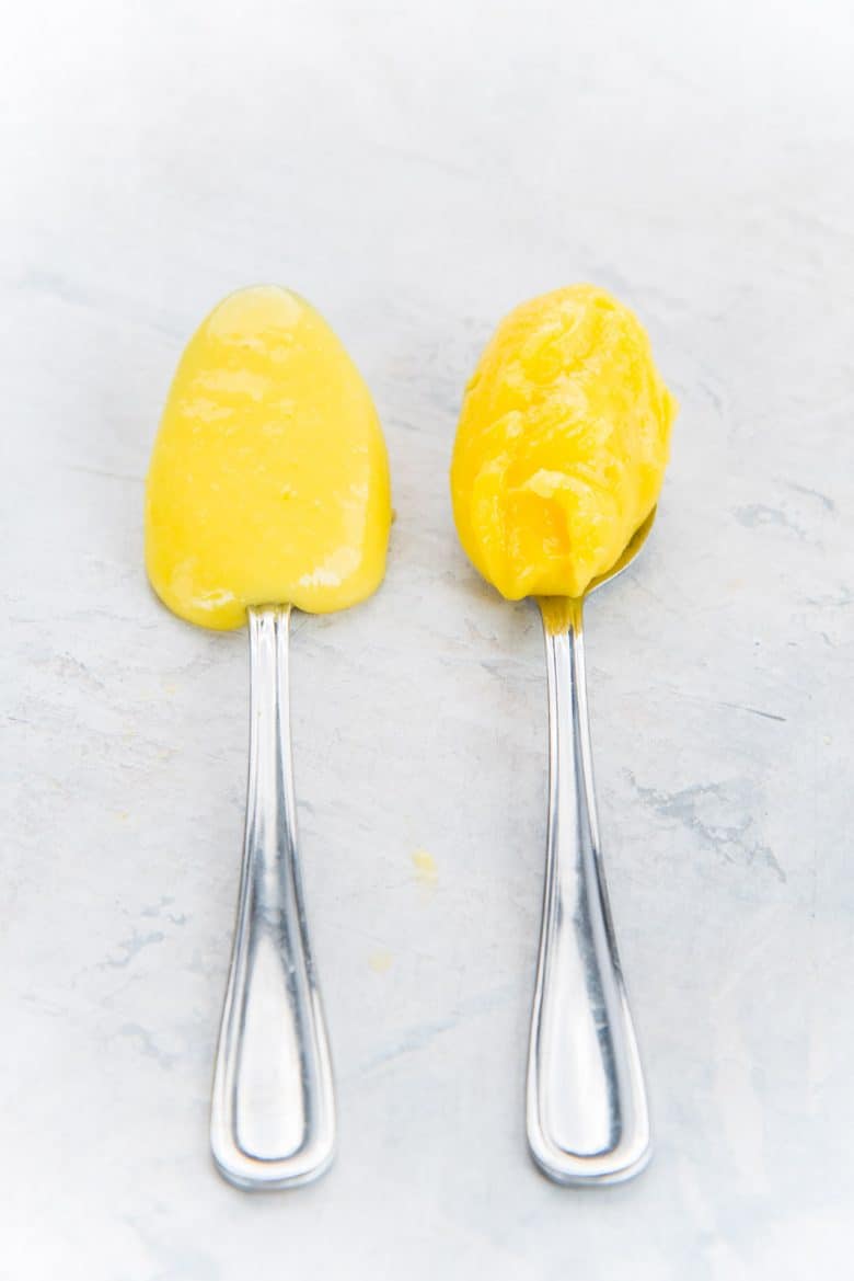 Consistency of lemon curd - spreadable lemon curd and pipeable lemon curd