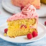 lemon raspberry cake with raspberry buttercream social media image