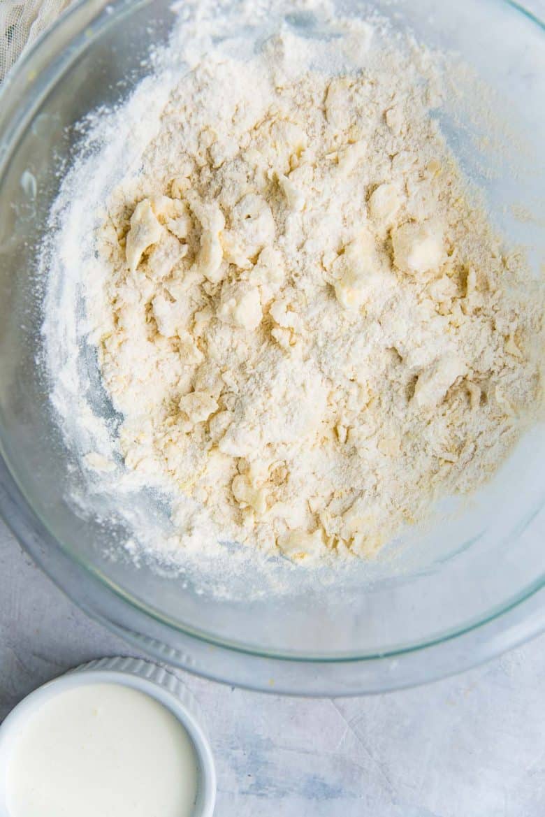 Butter cut into the flour