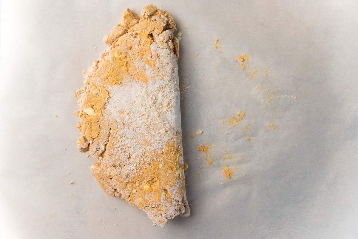 First fold for the pumpkin scones dough