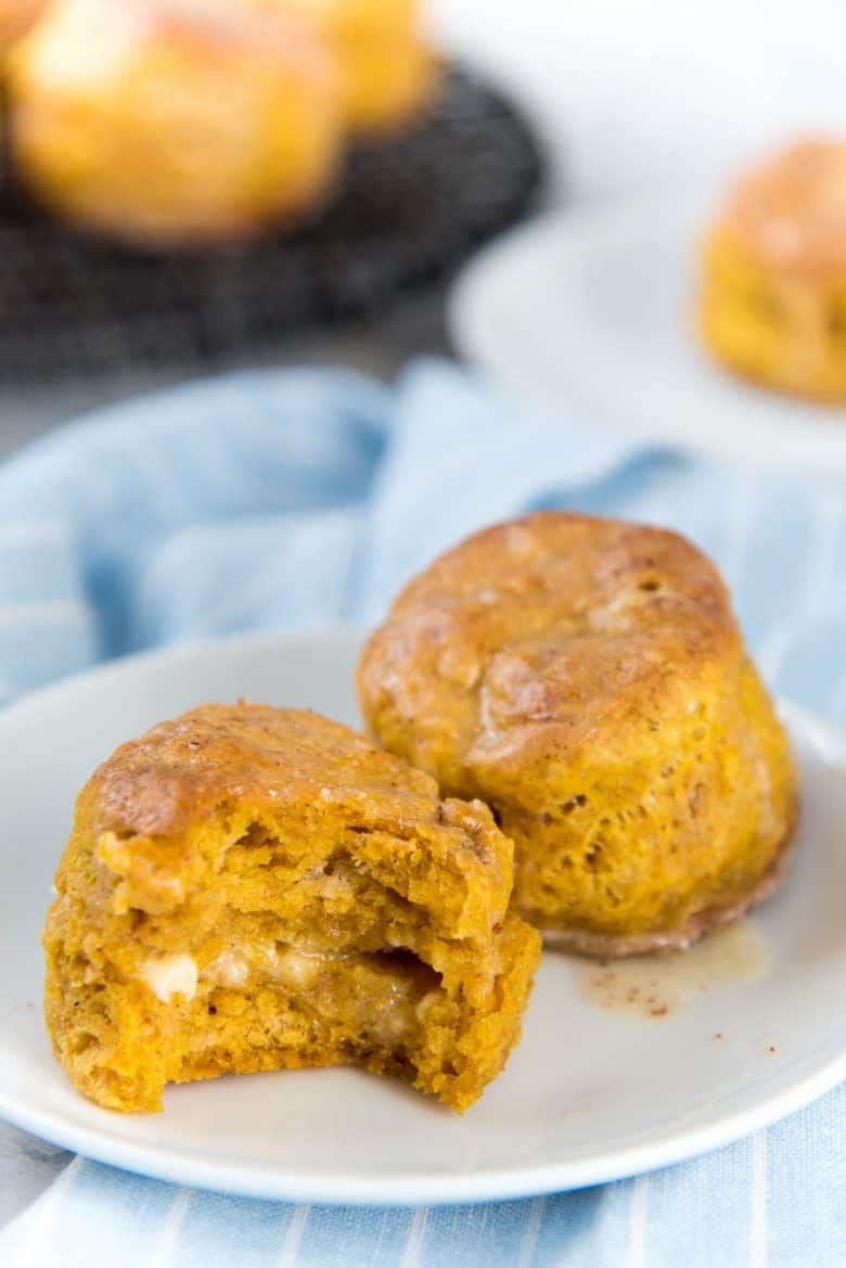 Soft pumpkin scones, with a bite taken out