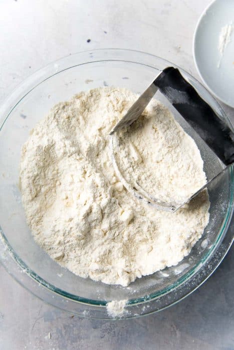 Cut the butter into the flour using a pastry blender