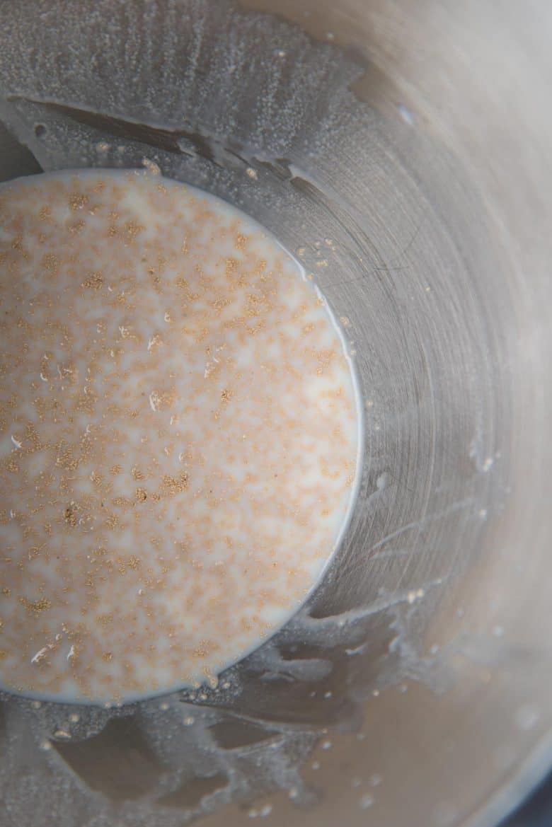 Dissolving yeast in lukewarm milk
