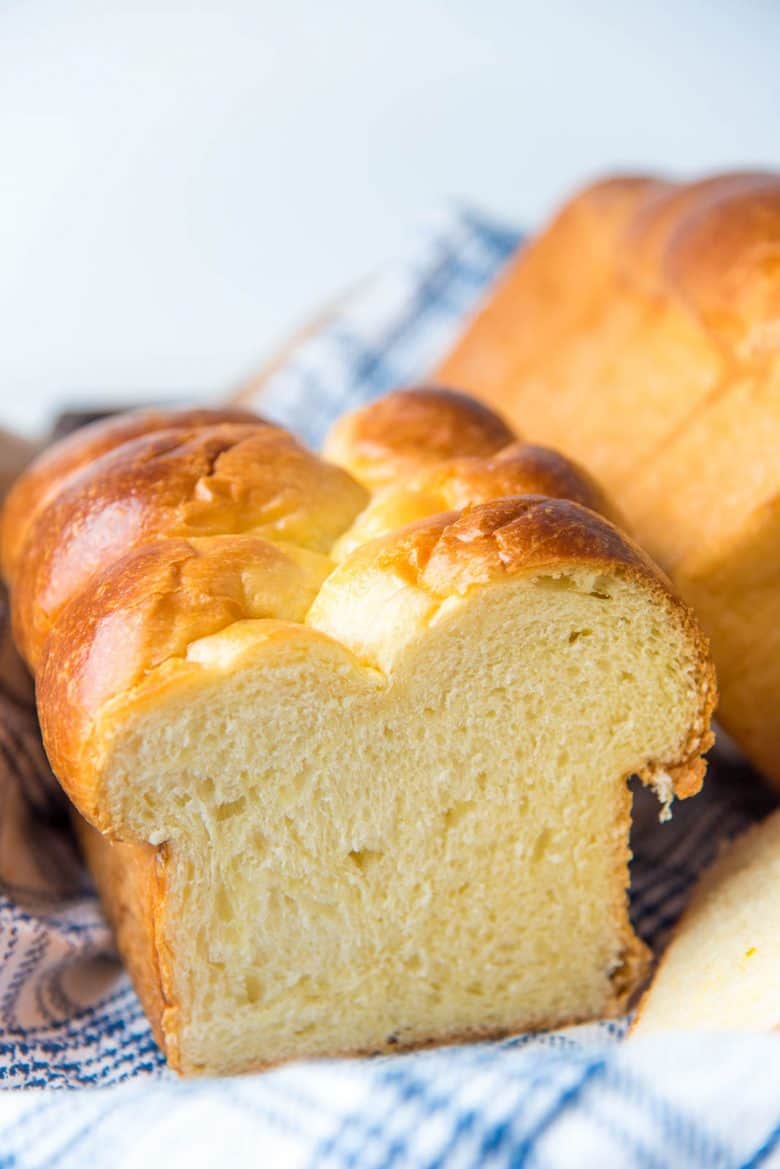 Close up of brioche bread crumb