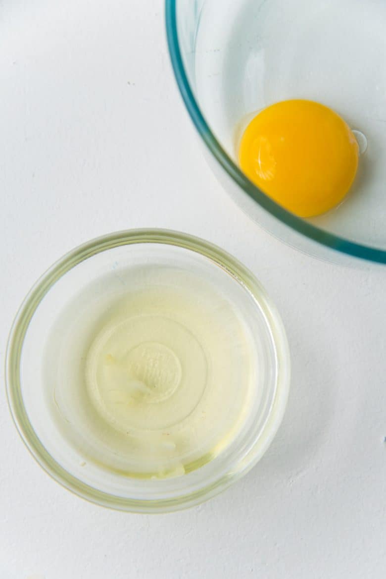 Egg whites separated from the yolk