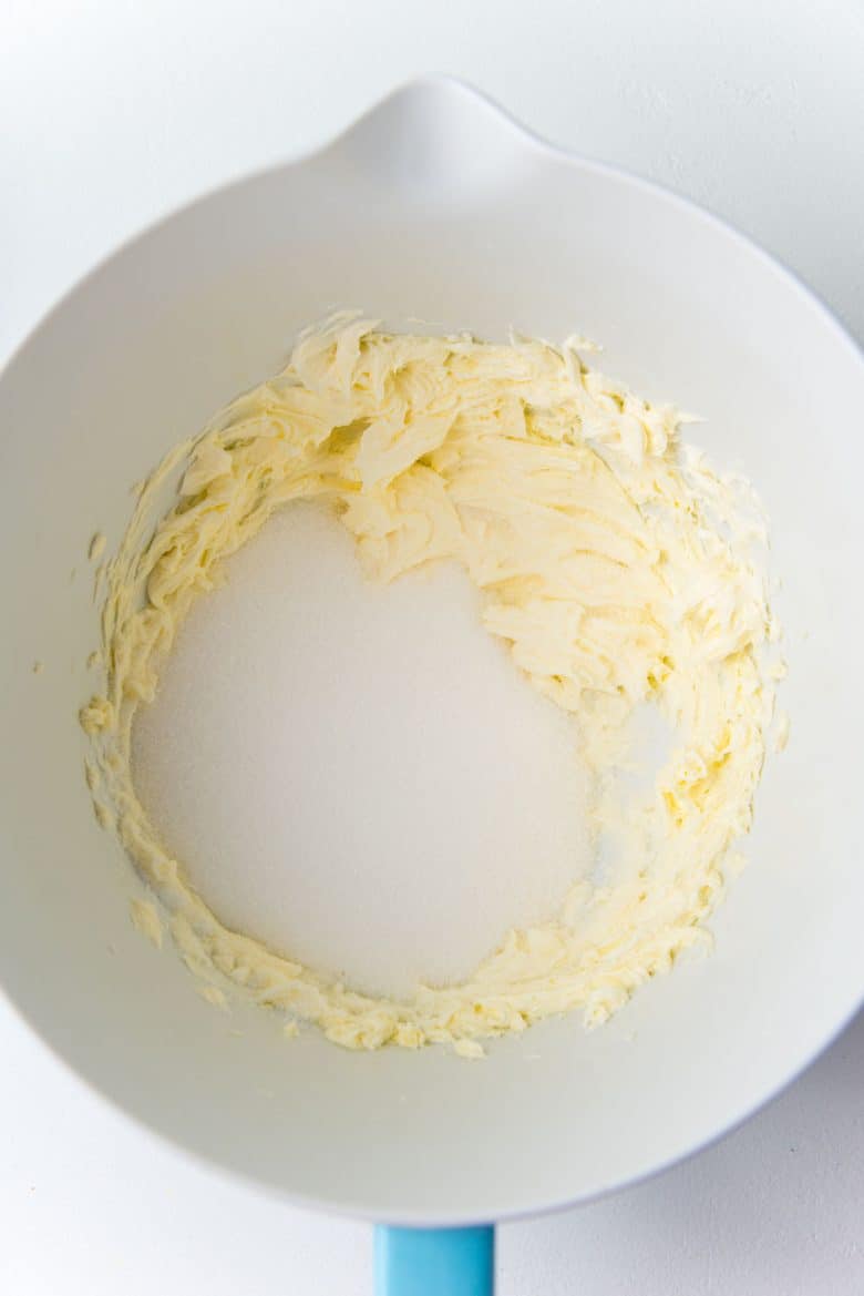 Butter and Sugar in a mixing bowl