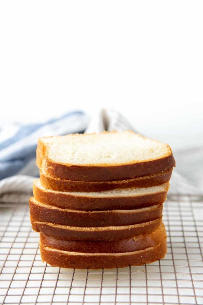 A stack of milk bread slices