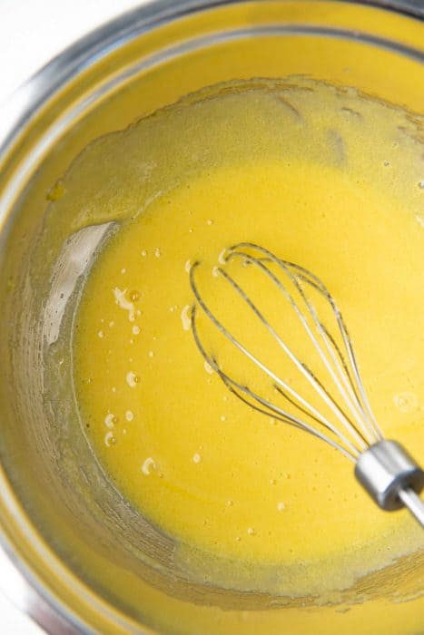 Egg yolk and sugar mixed to a paste with vanilla extract
