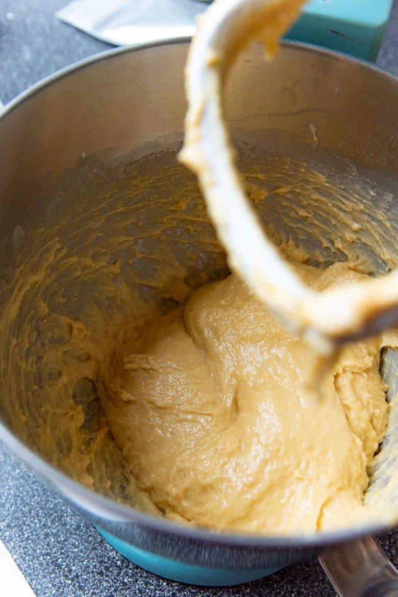 An image showing the brioche dough texture after initially kneading it