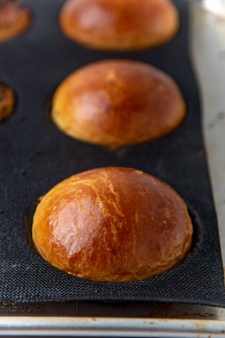 Freshly baked plain brioche buns
