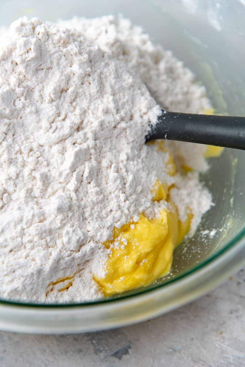 Flour added to the wet ingredients