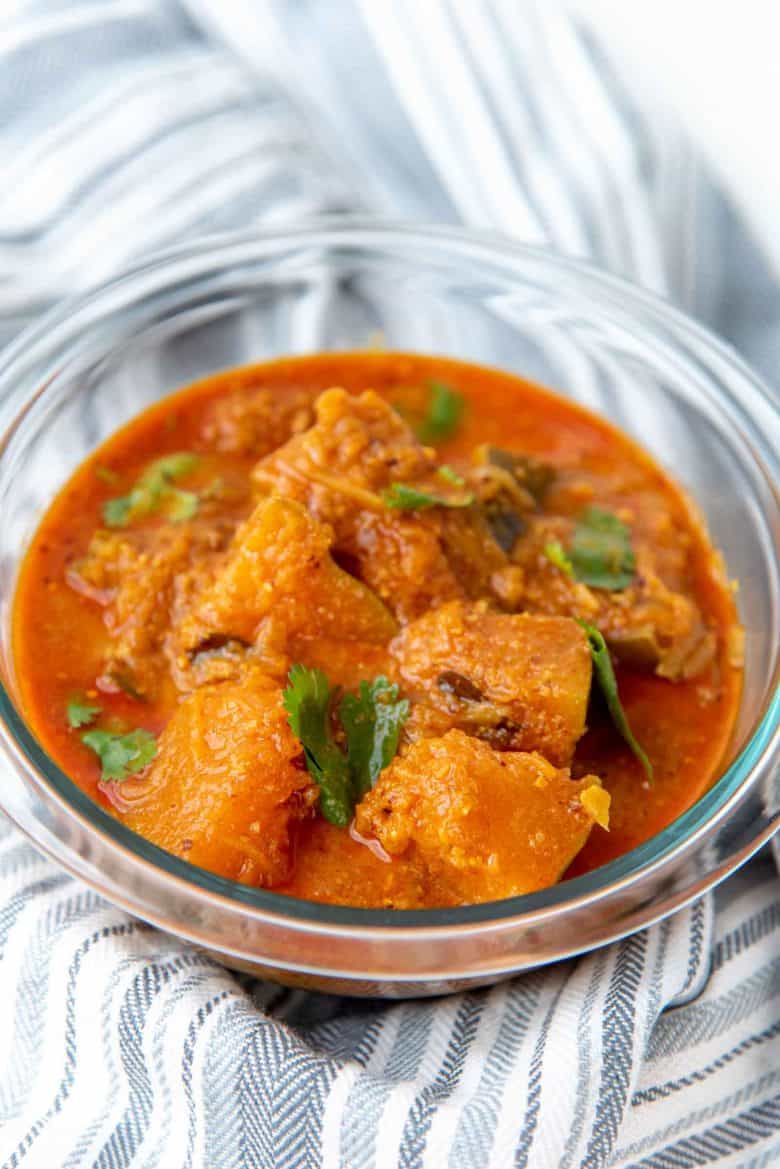 Sri Lankan pumpkin curry in a bowl