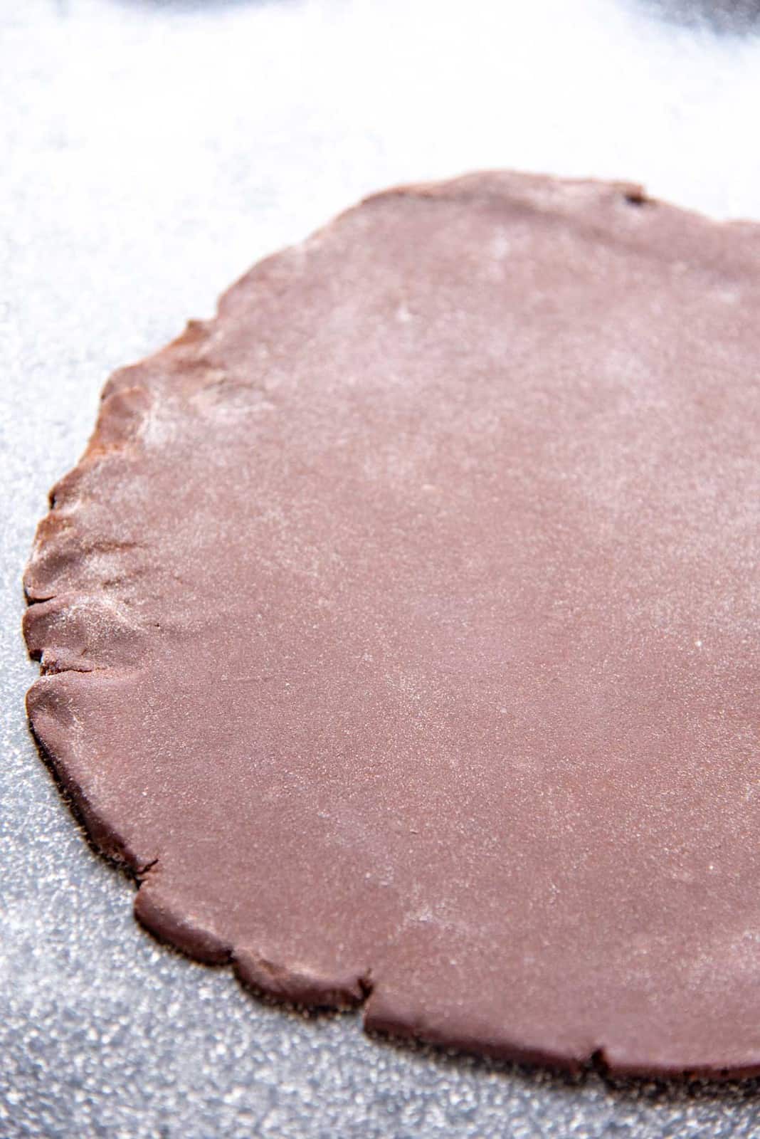 Rolled out chocolate tart dough
