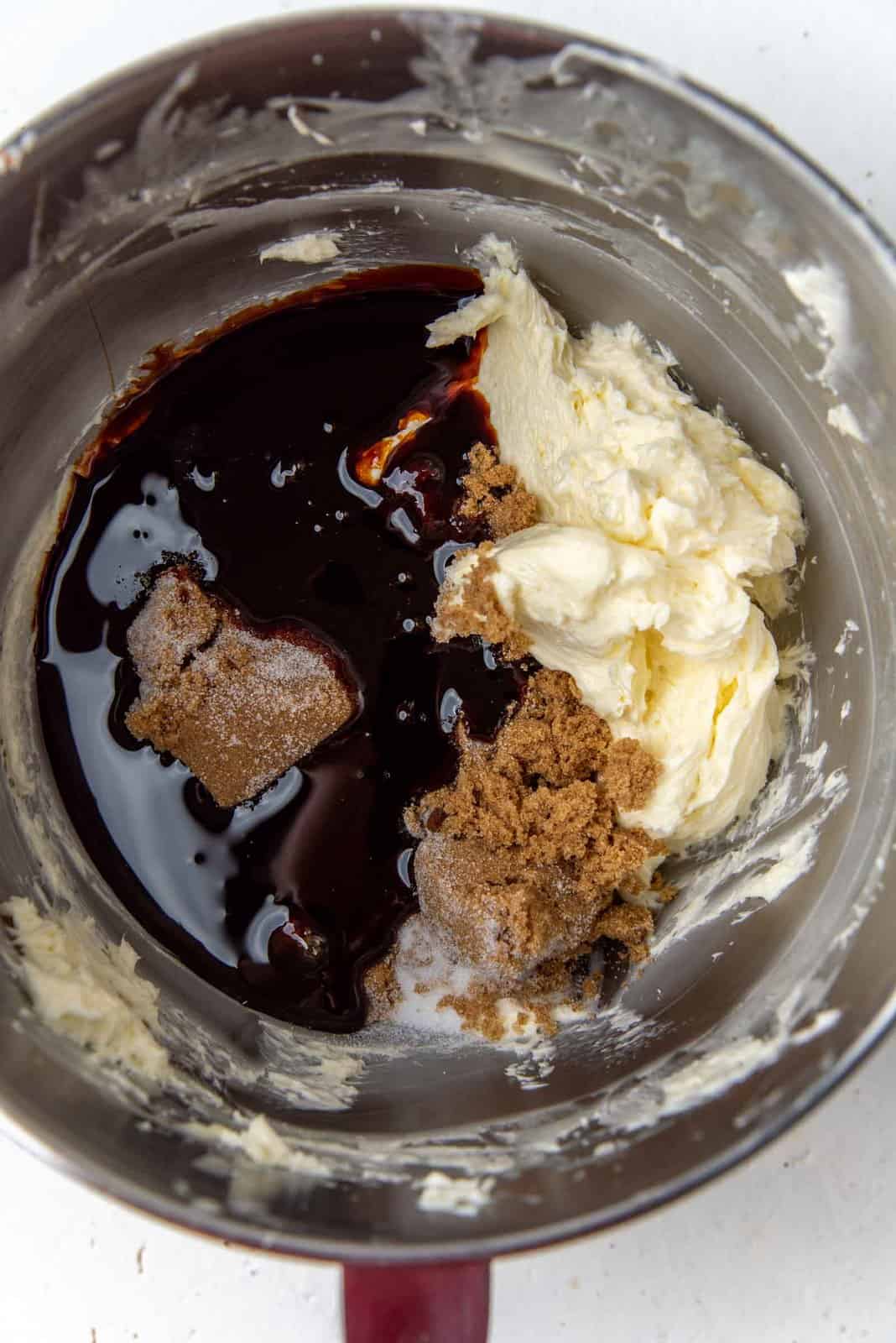 Molasses added to the butter sugar mixture