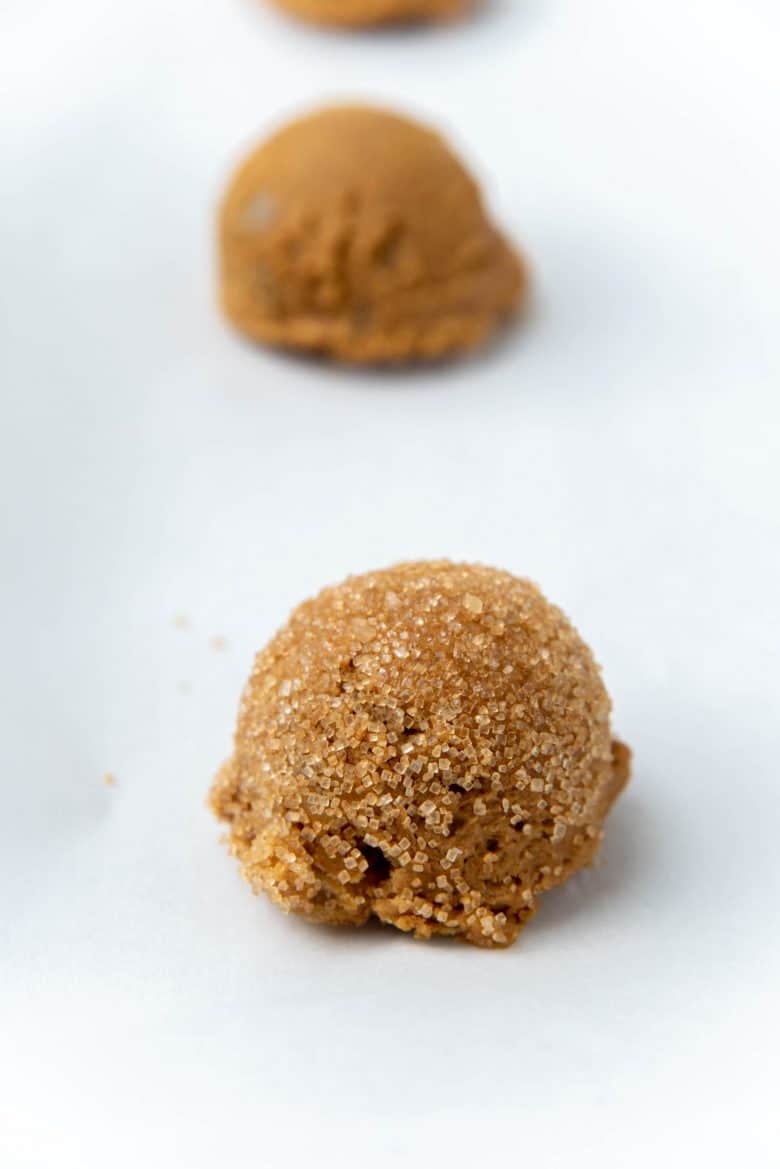 Ginger cookie dough rolled in raw sugar