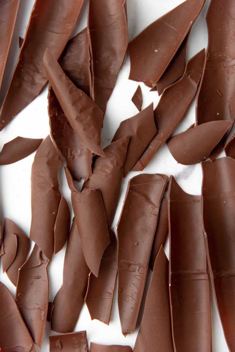 A close up of the chocolate shards