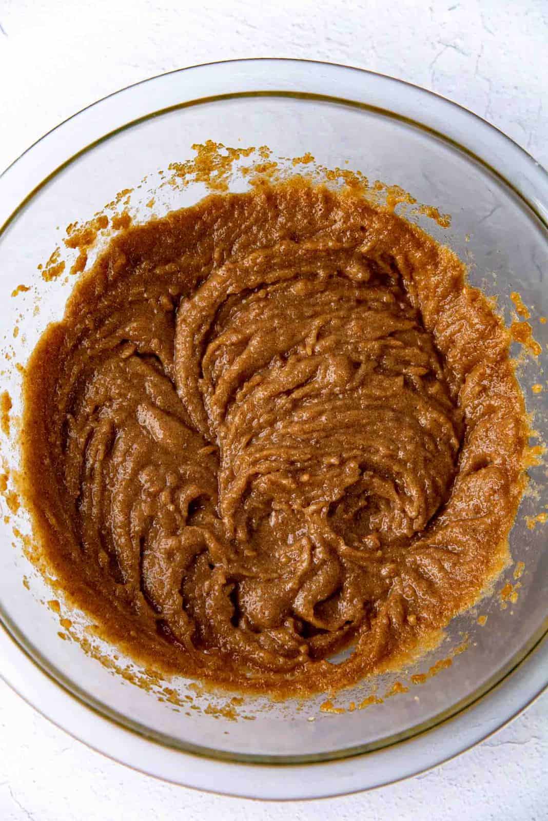 Brown butter and brown sugar mixed in a bowl