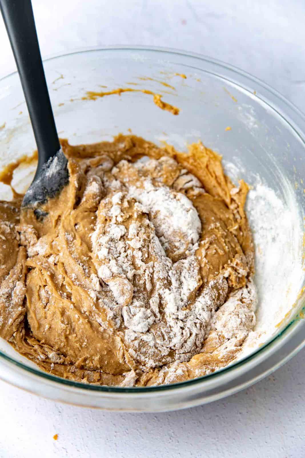 The flour being folded in