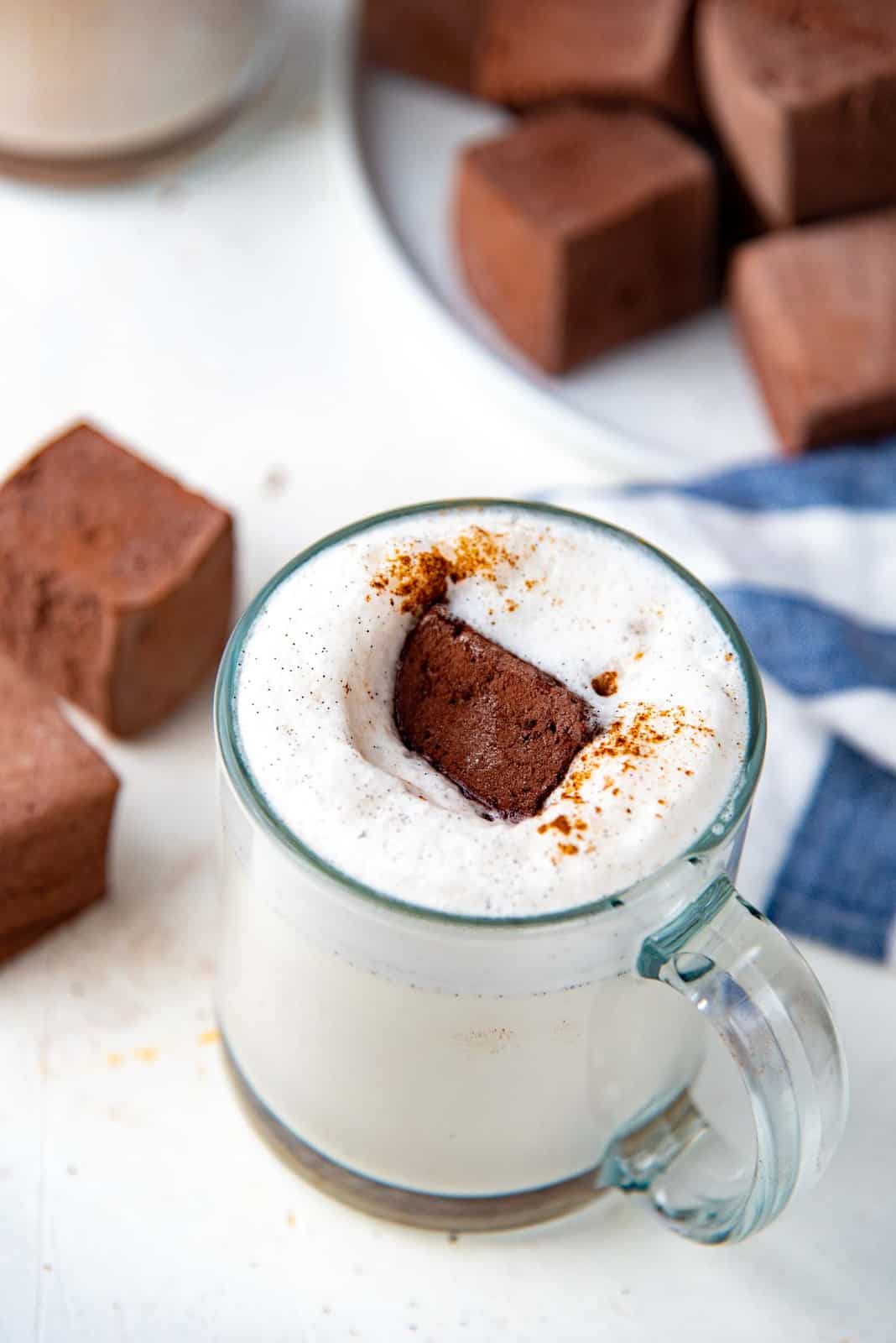 A chocolate marshmallow in a vanilla steamer (fluffy)