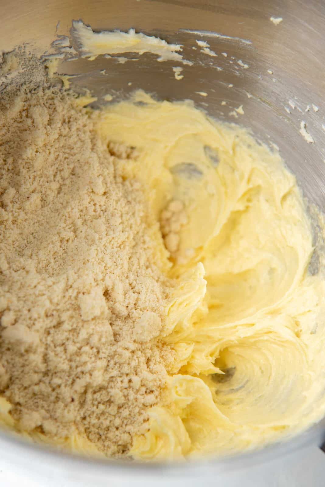 Almond flour added to the bowl