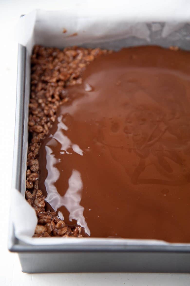 Melted chocolate layer on top