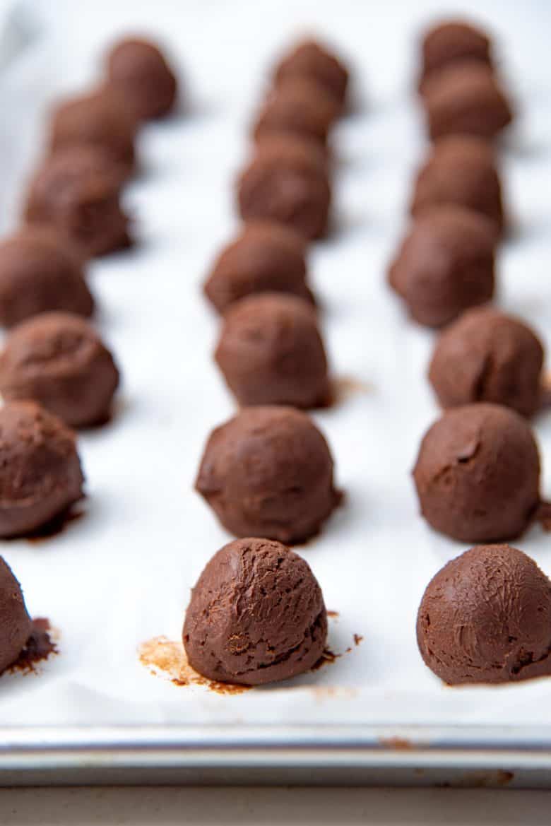 portioned and rolled chocolate truffles