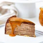 Salted caramel chocolate crepe cake social media