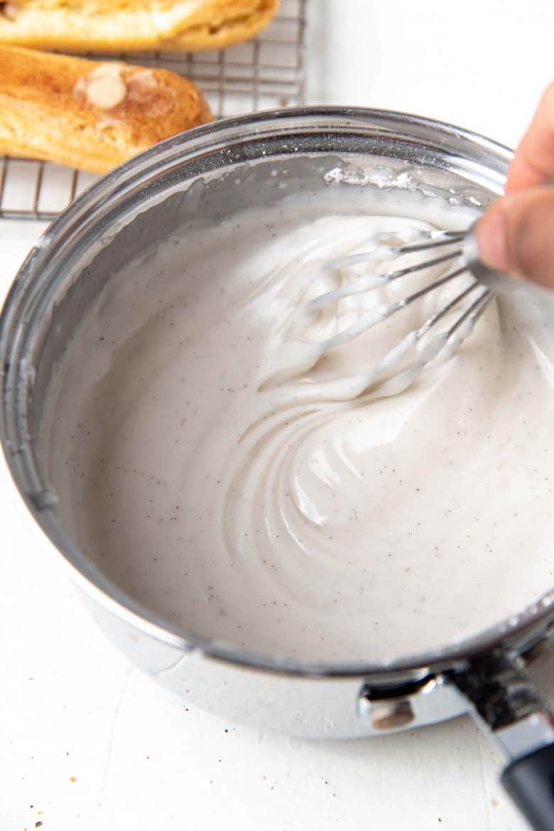 Vanilla fondant glaze in a saucepan