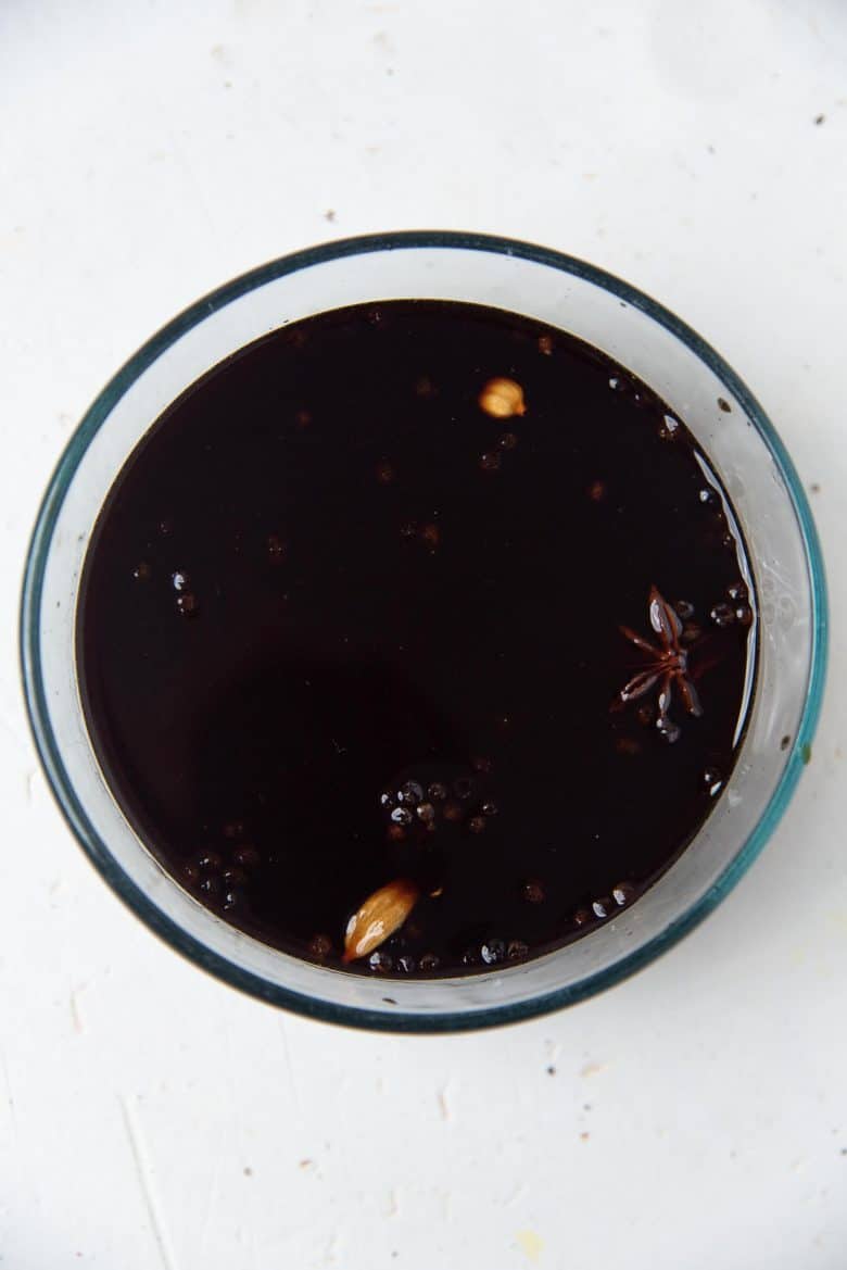 Soy sauce marinade for the hard boiled eggs