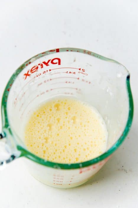 Egg cornstarch mixture in a mug
