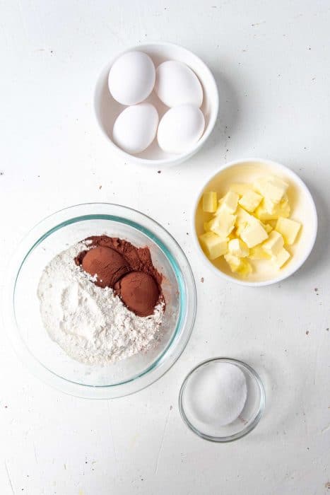 Ingredients needed to make chocolate cream puffs