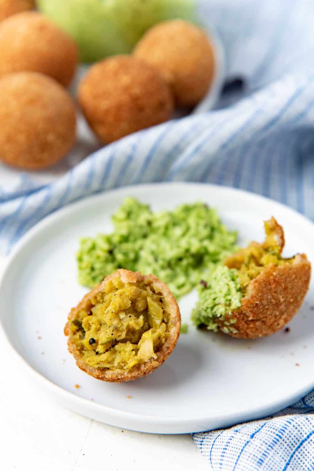 Close up of the croquettes with the jackfruit filling