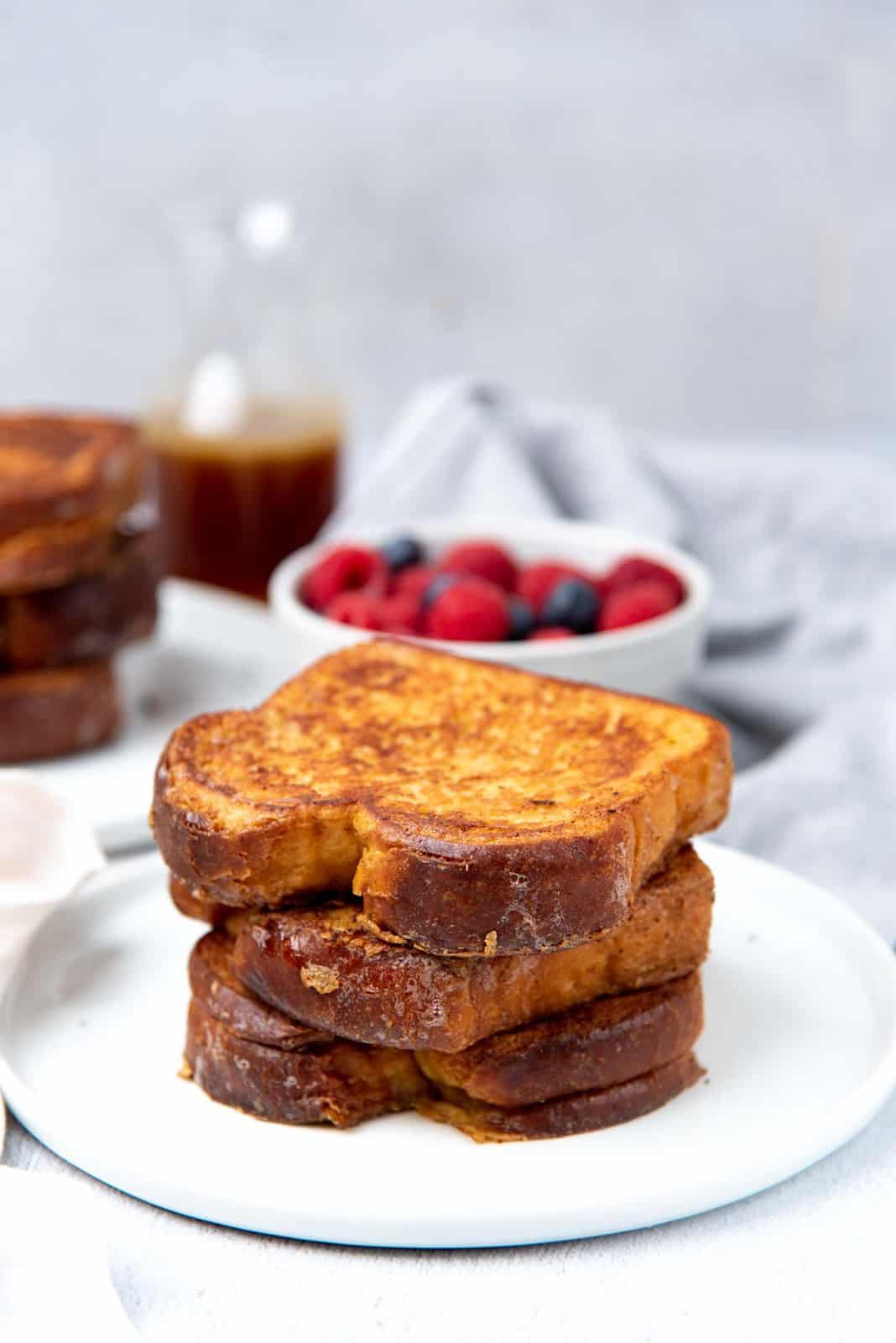 Stack the fried toast for serving