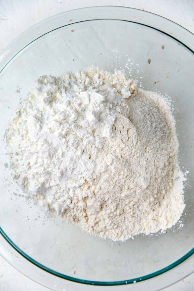 Flour and cornstarch in a large bowl