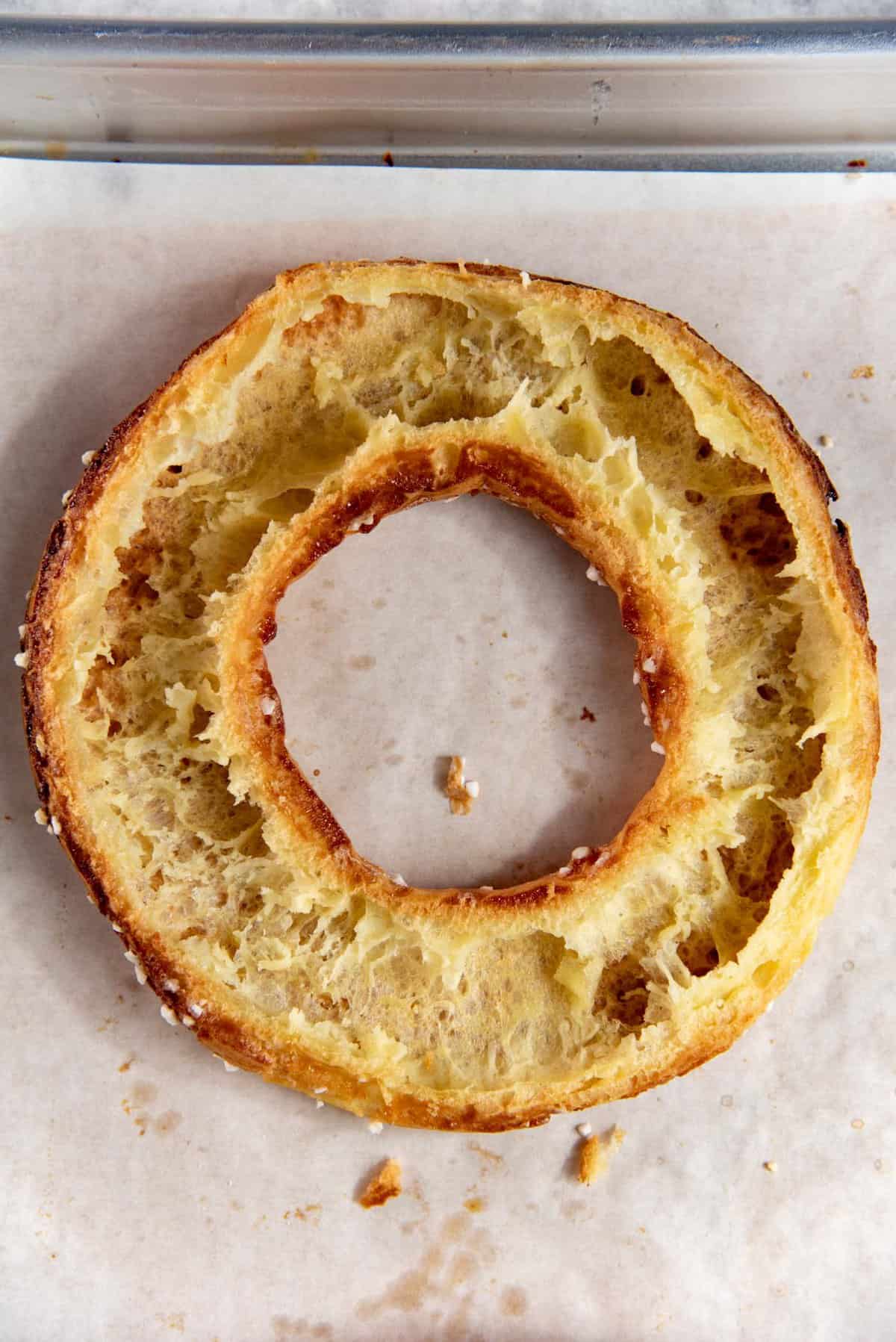 The pastry ring with the top cut off.