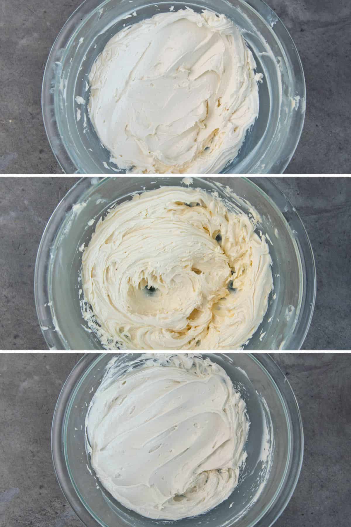 Comparison of vanilla buttercream after it has been whitened.