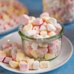 Close up of colored mini marshmallows showing their fluffy texture.